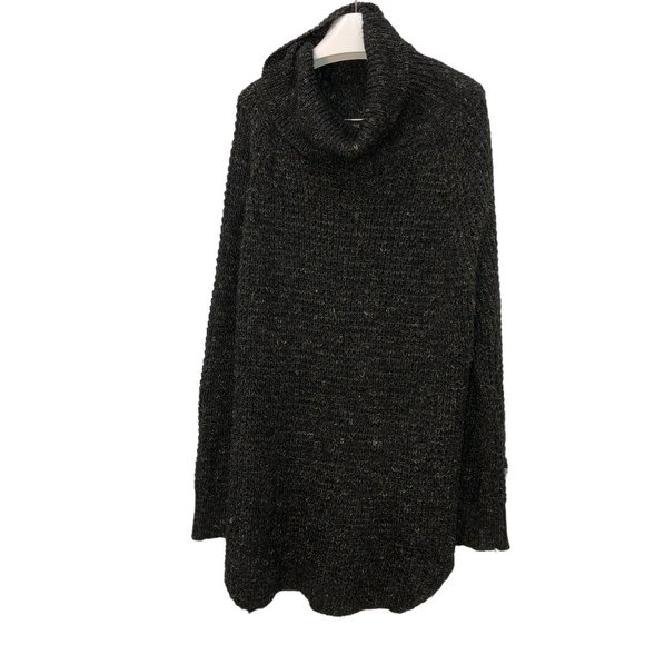 Free People Fair Gray Marl knit Cozy Chunky oversized turtleneck sweater… - Picture 1 of 4